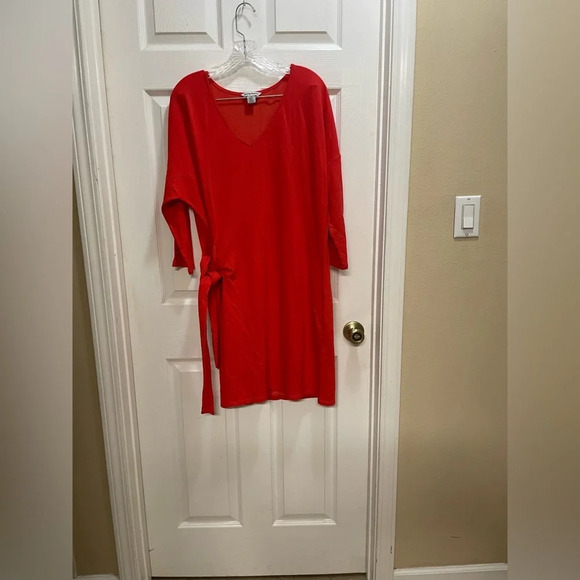 Tommy Bahama Silky French Terry Dress Side Tie Poppy Red Size Large Viscose - Picture 1 of 9